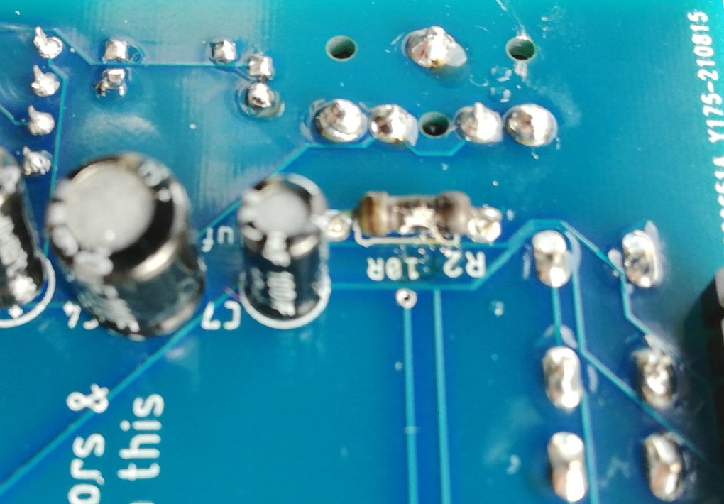 No idea why this resistor keeps failing ... the most likely explanation is my dodgy soldering is causing a short circuit somewhere.