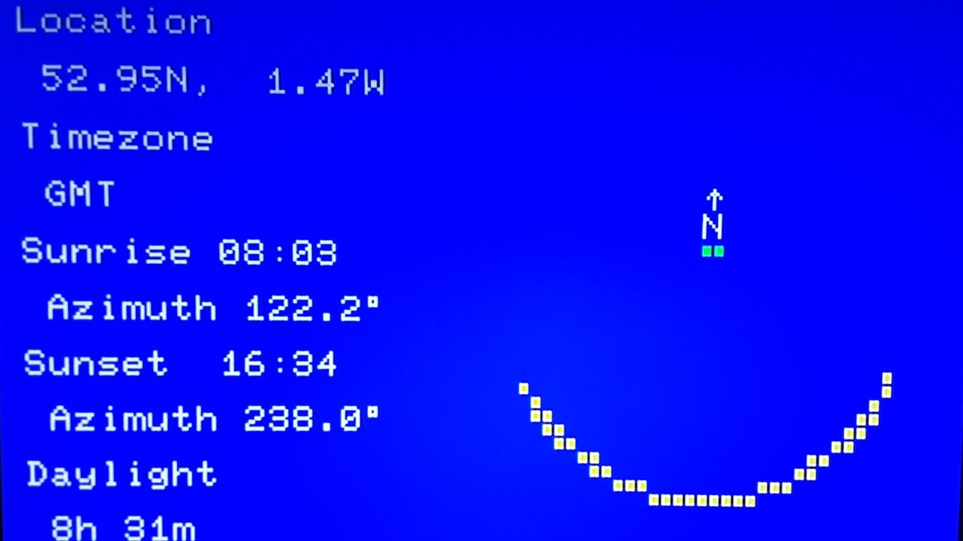 Sunrise / sunset program running on a Sharp MZ-700