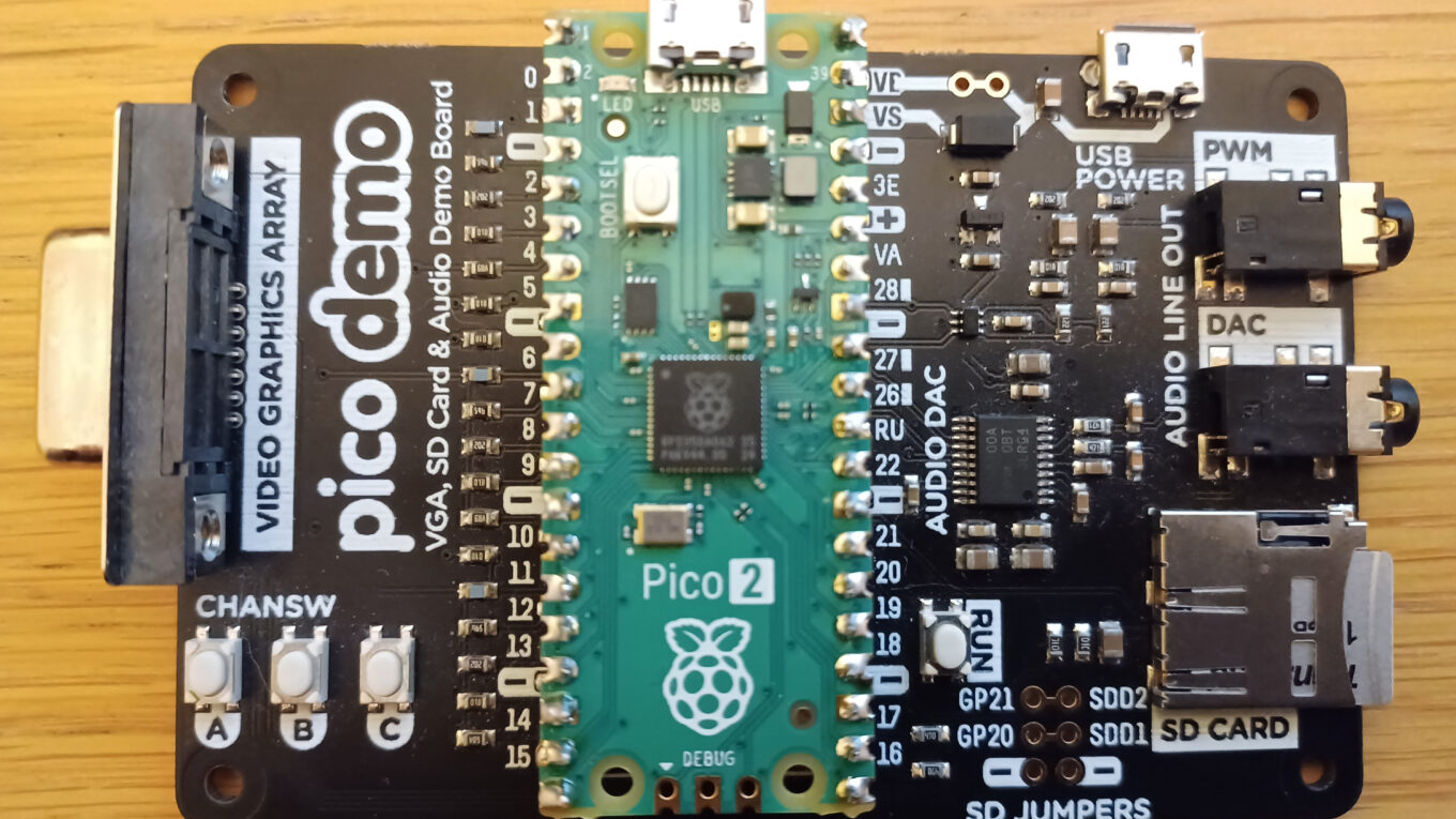 A Pimoroni VGA Demo Base and Raspberry Pi Pico 2 - supported hardware for the Pico MZ-80K