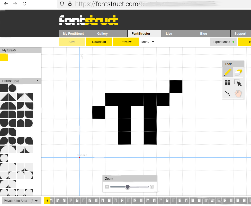 Using FontStruct to create the MZ-80K's pi character