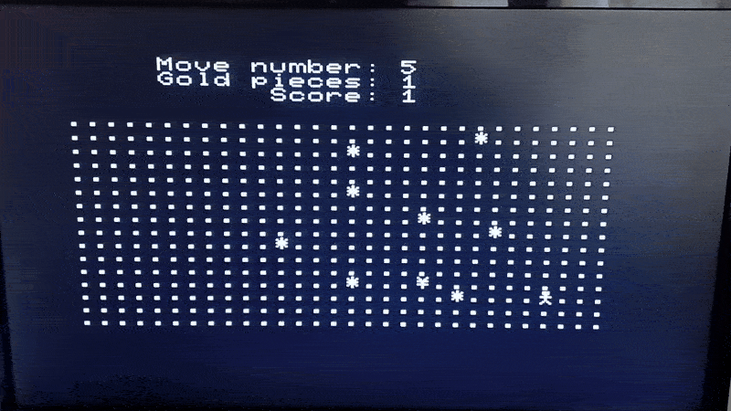A game of monster chase in progress, demonstrating the monster 'auto move' feature.