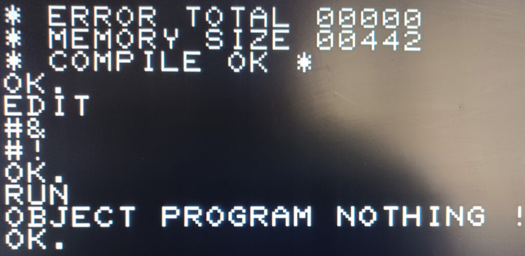 A Knight's WEE FORTRAN error message - OBJECT PROGRAM NOTHING !