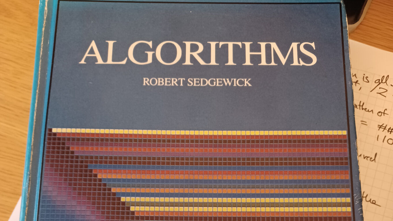 The front cover of the book 'Algorithms' by Robert Sedgewick, published in 1983.